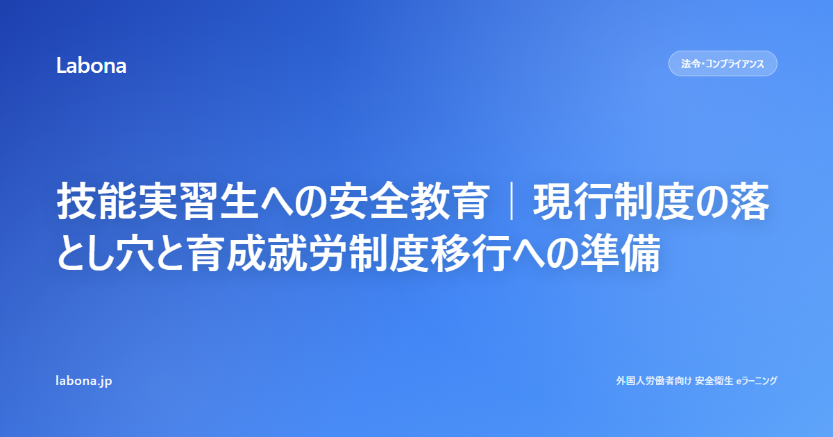 对技能实习生的安全教育 — 现行制度的陷阱与育成就劳制度移行的准备